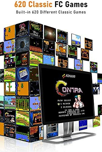 Poster displaying 620 classic FC games with a retro gaming theme.