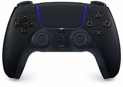 Black gaming controller with buttons and joysticks