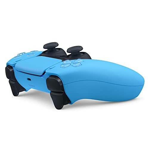 Blue gaming controller with joysticks and buttons