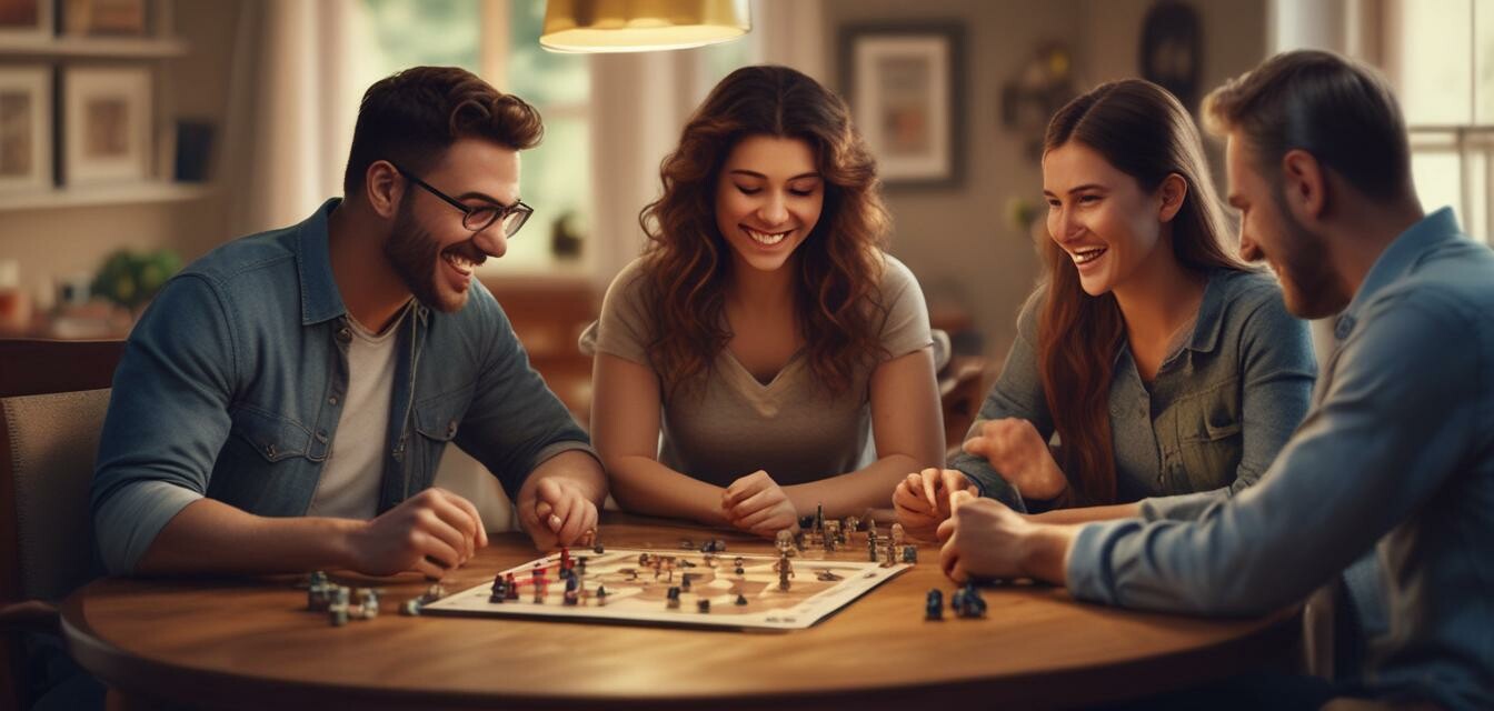 Family playing a multiplayer board game