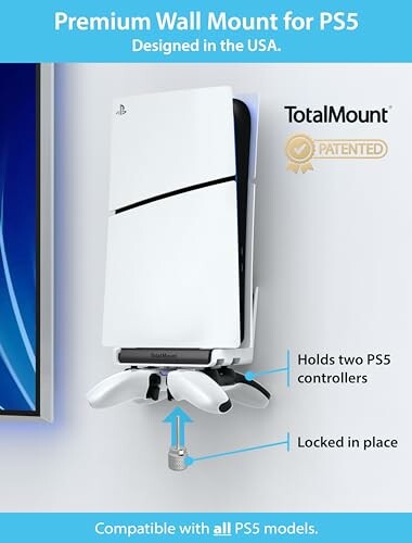 Premium wall mount for PS5 with controller holders