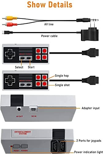 Retro gaming console with accessories and labeled components.