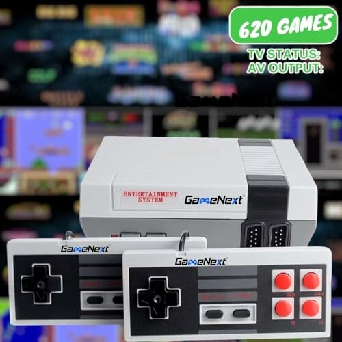 Retro gaming console with two controllers and 620 games.