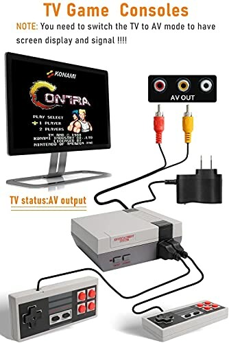 Retro TV game console setup with controllers and AV connections.