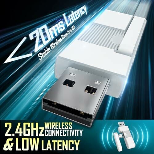 Wireless USB adapter with 2.4GHz connectivity and low latency